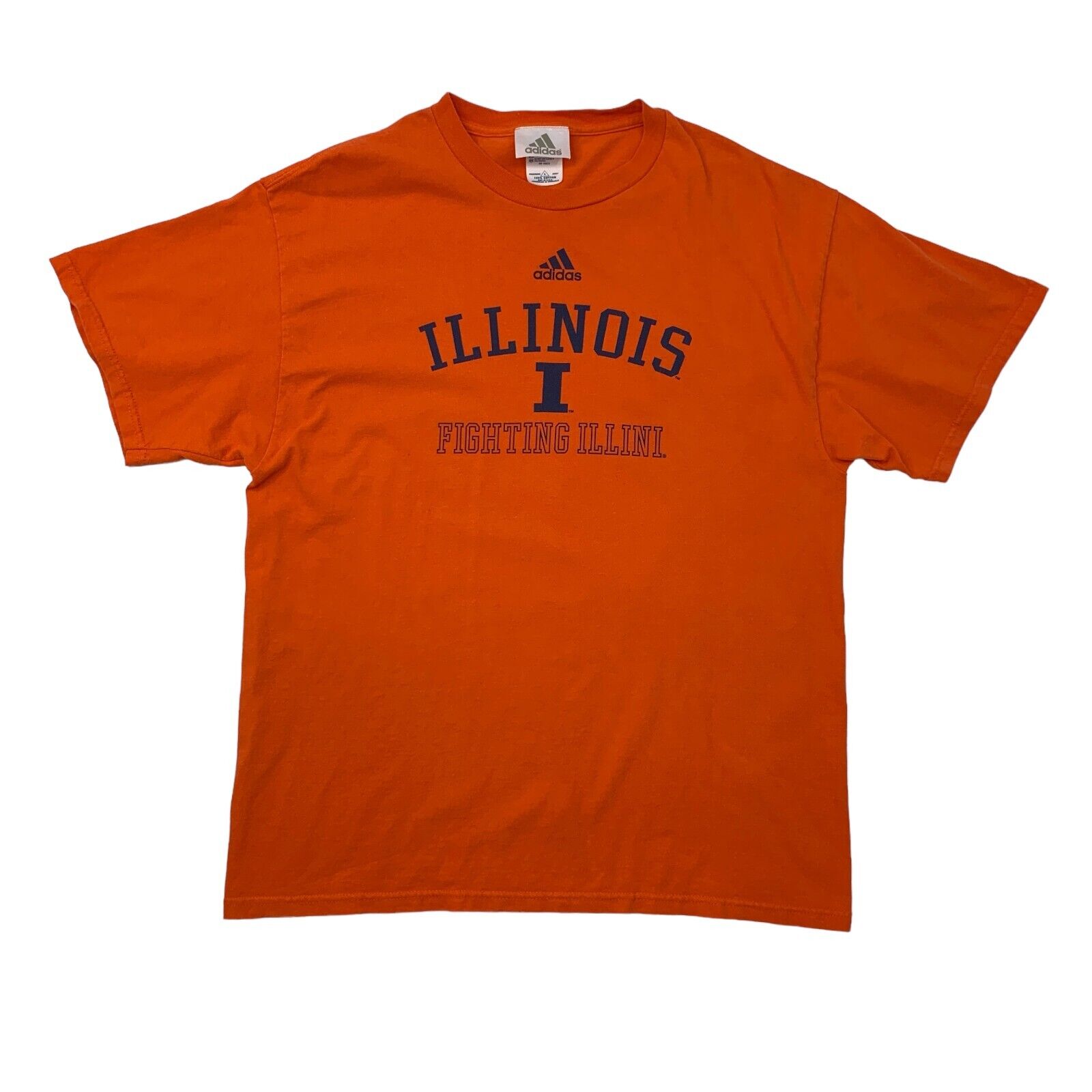 Vintage Adidas Illinois Fighting Illini T Shirt Mens L Large Orange Cotton 90s